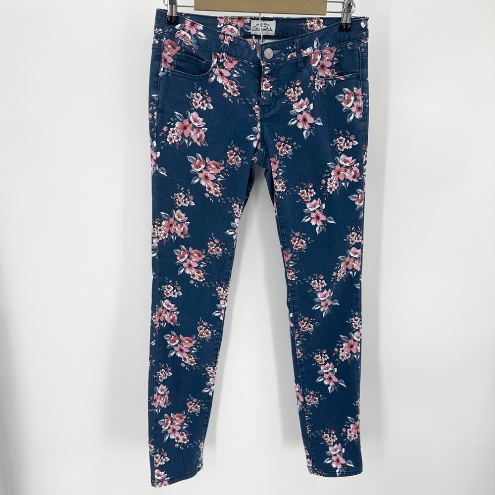 Aeropostale Jeans 5/6 Reg Blue Floral Denim  ASHLEY Ultra Skinny Low Rise READ